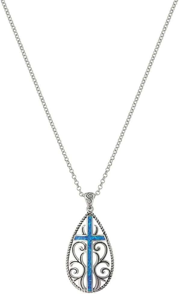 Montana Silversmiths Filigree Water Lights Cross Christian faith Western Inspired 19 Inch Necklace