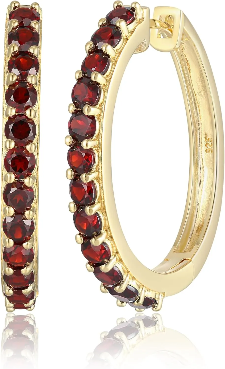 MORGAN & PAIGE .925 Sterling Silver 18K Yellow Gold Plated Hoop Earrings for Women - Choice of Birthstone Elegant Gemstones Hypoallergenic Gold Earrings for Women, Comfortable and Secure Fit
