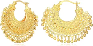 MORGAN & PAIGE Bronze 18K Yellow Gold Hoops Plated Indian Gold Earrings for Women - Chandbali Hoop Earrings Indian Jewelry, Exquisite Chandelier Boho Hypoallergenic Gift for Her