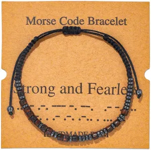 Morse Code Bracelets for Women Men Gifts for Her Best Friend Funny Inspirational Bracelets for Women Jewelry Adjustable Silk Beaded Wrap Bracelet