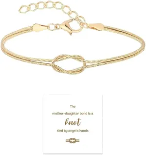 Mother & Daughter Bond Knot Bracelets,Love Knot Snake Chain Infinity Bracelet,Infinity Knot Mother Daughter Ring Bracelets,To My Best Friend Bracelet Friendship Relationship Bracelet