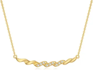 MRENITE Solid 14K Yellow/Rose Gold Diamond Open-spaced Heart/Bar Pendant Necklace for Wife/Mother/Women, 0.035 ct.tw Diamond Open Heart Pendant, 0.10 ct.tw Diamond Bar Pendant