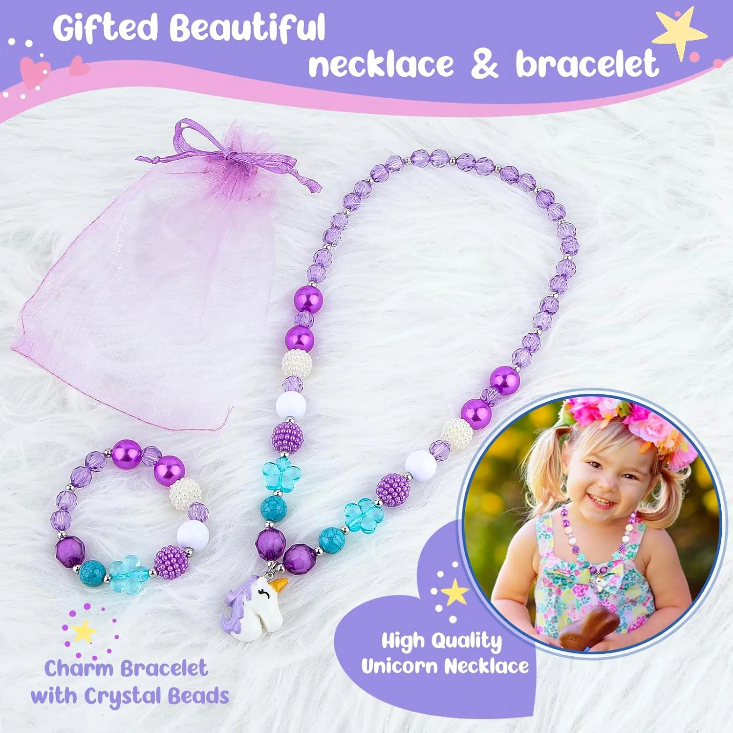 Musical Jewellery Box for Girls with Unicorn Jewelry Set, Kids Jewellery Box Music Box with Spinning Ballerina Birthday Gifts for Girls, ageover 3 years old