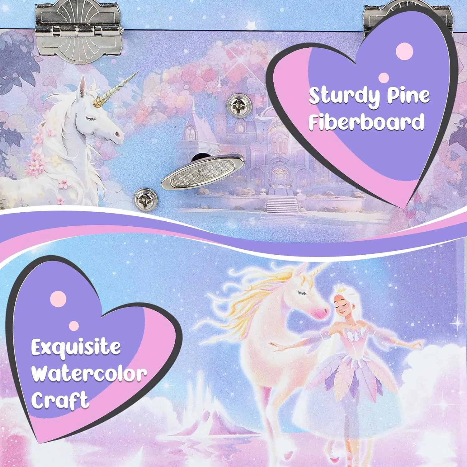 Musical Jewellery Box for Girls with Unicorn Jewelry Set, Kids Jewellery Box Music Box with Spinning Ballerina Birthday Gifts for Girls, ageover 3 years old