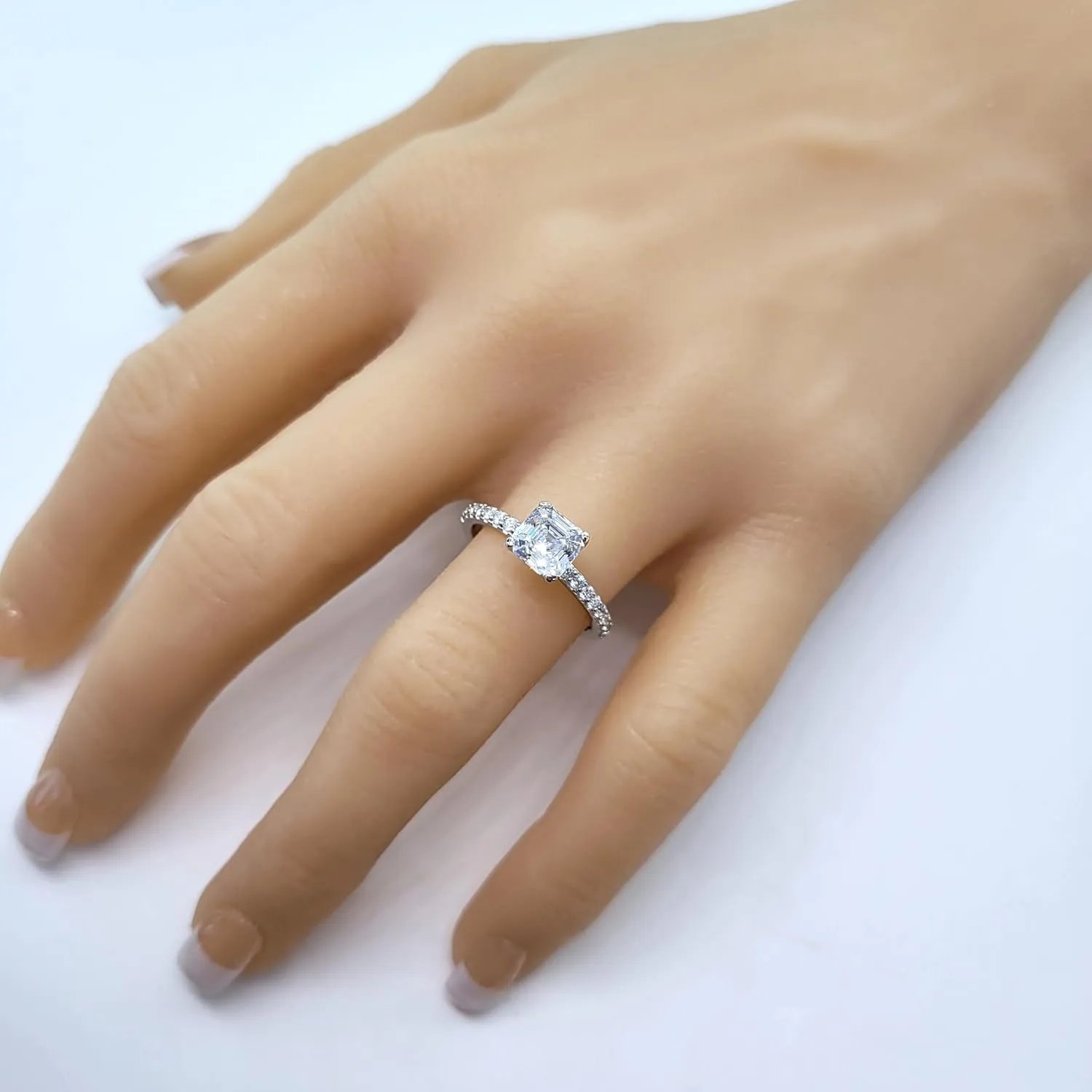 NANA Jewels 1.5-3CT Platinum Plated Sterling Silver Rings CZ Cubic Zirconia Oval Cushion Princess Asscher Cut Engagement Rings | 10K 14K Solid Gold