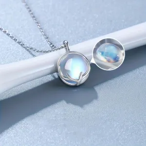 Natural Moonstone Pendant Necklace, Planet Design, Women's Fashion Jewelry, Gift for Mom