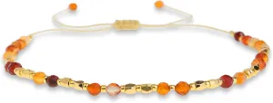 Natural Stone Gold Beaded Bracelets for Women, Handmade Healing Energy Crystal Gemstone Beads Adjustable Rope Braided Dainty Bracelet Christmas Friend Jewelry Gift