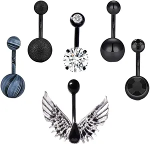 Navel Ring Kit 6pcs Belly Button Jewelry Set Titanium Nails Navel Rings Stylish and Comfortable Jewelry