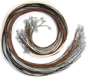 Necklace Cord, Paxcoo 50Pcs Necklace String Rope with Clasp, 24 Inch Waxed Cotton Cord Necklace Bulk for Charms Pendants, Bracelets, Necklaces, Jewelry Making Supplies and Beading Supplies