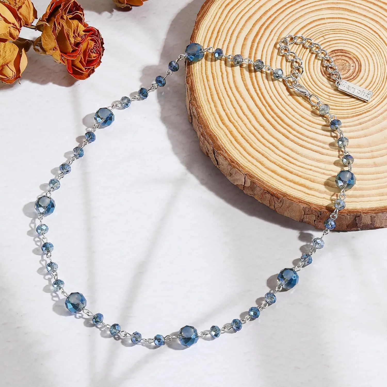 Necklace for Women Trendy, Beaded Necklace Crystal Beads Strand Jewelry, Statement Necklace Choker Necklaces for Women
