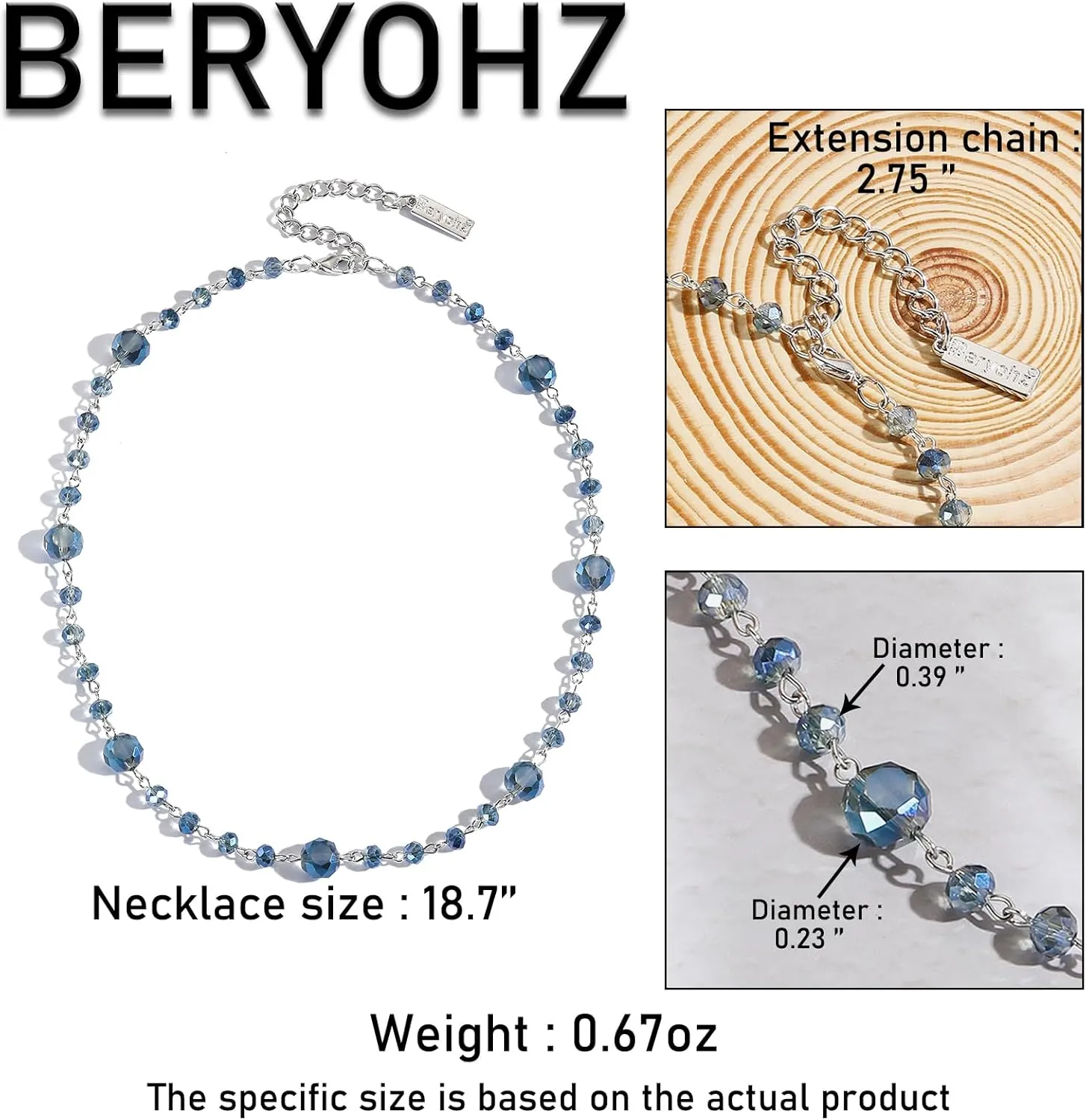 Necklace for Women Trendy, Beaded Necklace Crystal Beads Strand Jewelry, Statement Necklace Choker Necklaces for Women