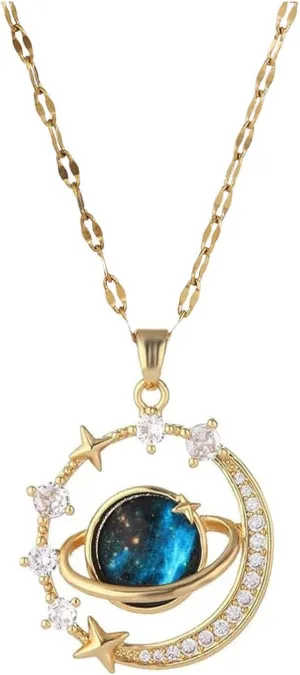 Necklace for Women,Women Necklace Moon Star Heavenly Body Pendant Neck Decoration Jewelry Adjustable Prom Party Dating Clavicle Necklace