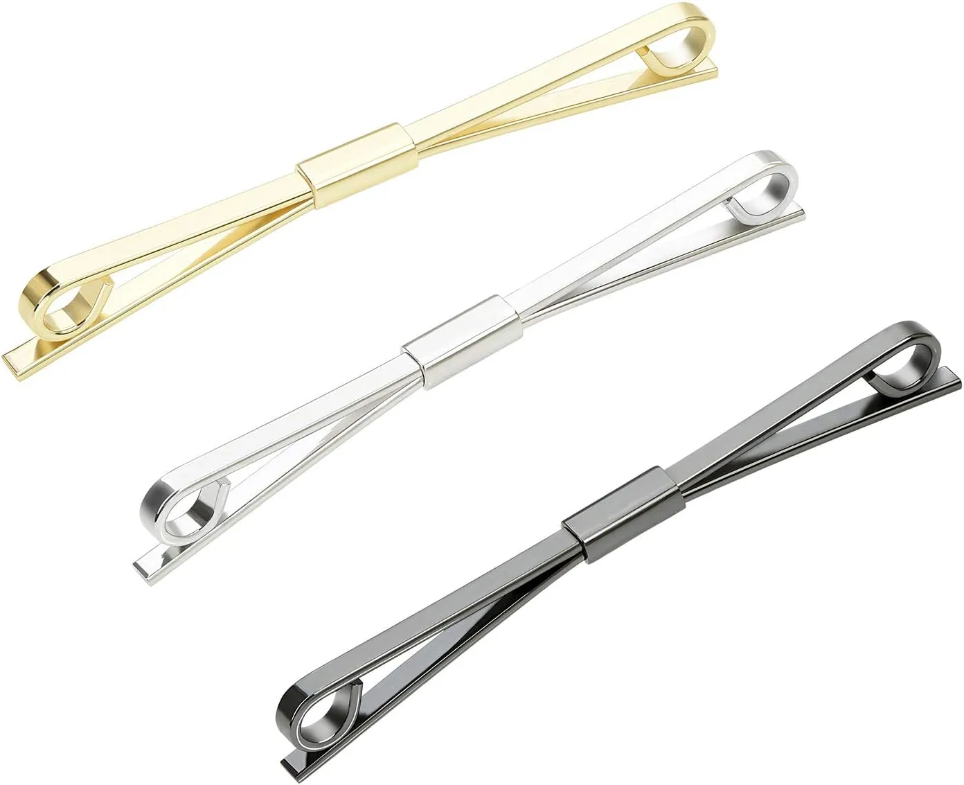 Necktie Tie Clips Collar Bar Shirt Collar Stay Tie Pins Cravat Clip Jewelry Accessories for Men Silver Gold Black Tone