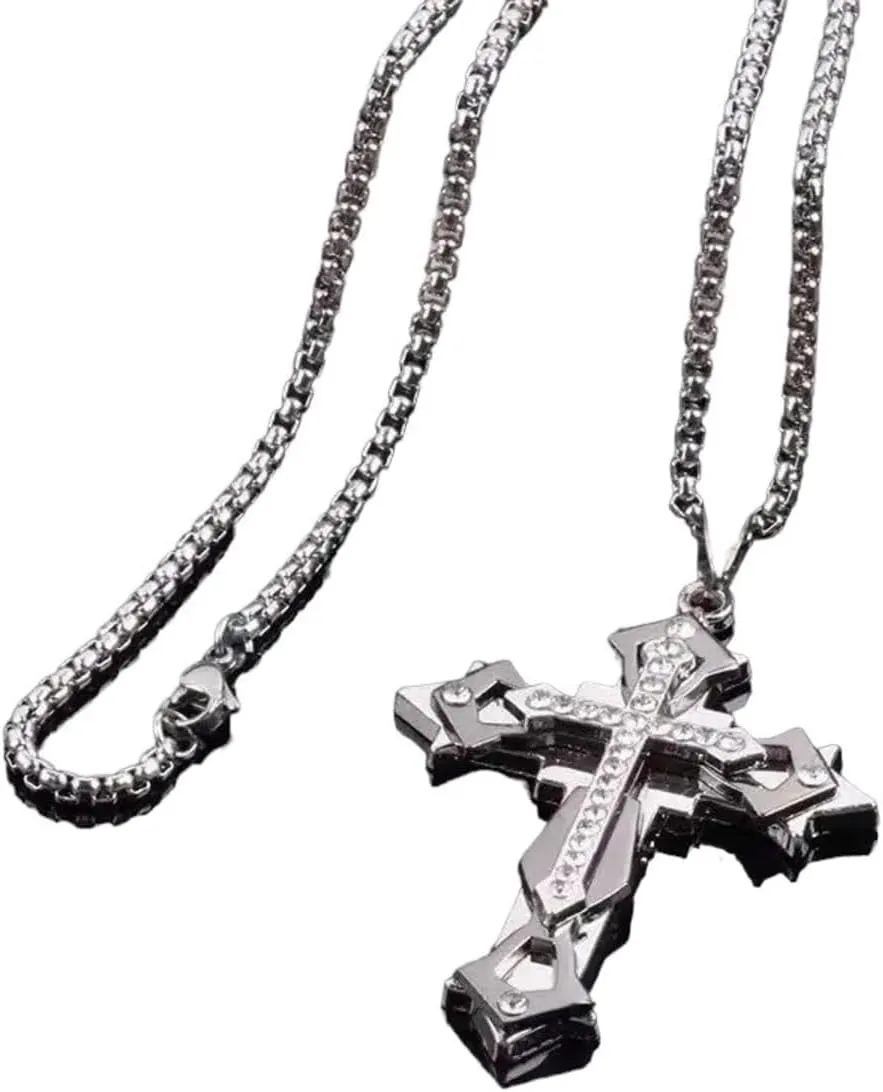 New 2025 Cross Titanium Steel Non Fading Necklace,Domineering and Trendy Men's Hip-Hop Pendant Chain Gift Fashion Accessories Creative Gift