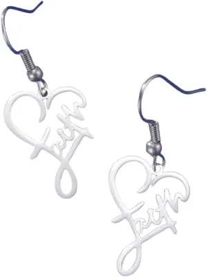 New 2025 Faith Heart Earrings Stainless Steel Jesus Love Family Dangle Earring Christian Inspirational Jewelry Mother's Day Decoration Jewelry Commemorative with You Accessories Trendy Best for Gift