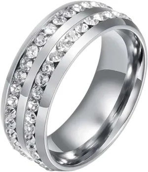 New 2025 Fashion Couple Rings for Men's Cz Stainless Steel Ring Women Heart Crystal Rhinestones Rings Set Wedding Decoration Jewelry Commemorative with You Accessories Trendy Best for Gift