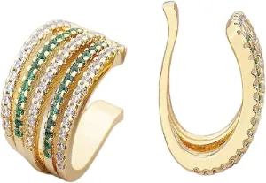 New 2025 Gift Fashion Charm Copper Cz Multi-Layer Ear Cuff Clip On Earrings Female Trendy Crystal Stackable Earcuffs No Pierced with for You Jewelry Fashion Accessories Creative Gift