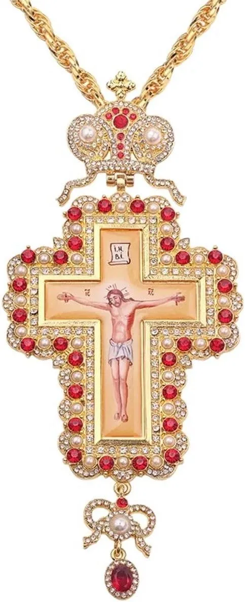 New 2025 Pectoral Pendants Jesus Cross Orthodox Church Crucifix Religious Icon Byzantine Art Holy Cross For Priests Pendant Long Necklace Fashion Accessories Creative Gift, As Pic