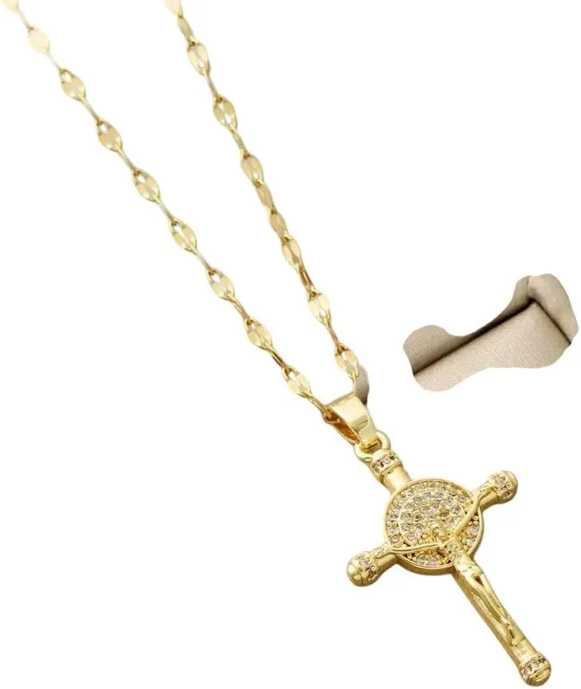 New 2026 Fashionable And Luxurious Style Sparkling Diamond Jesus Cross Pendant Necklace, A Perfect For Gift Hers Women Jewelry Fashion Trendy Accessories Creative