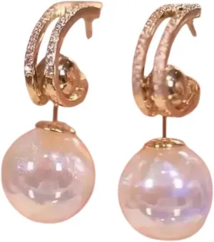 New 2026 Unisex Stainles Stell Luxurious Red Imitation Pearl Zircon Flower Earrings For Women Personalized Daily Accessories Party Jewelry Fashion Trendy Creative Gift For Women And Men