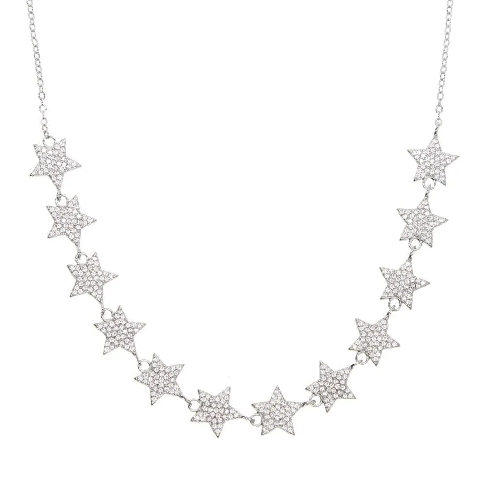 New Arrival Mini Star Link Chain Dainty Cubic Zirconia Choker Star Necklace