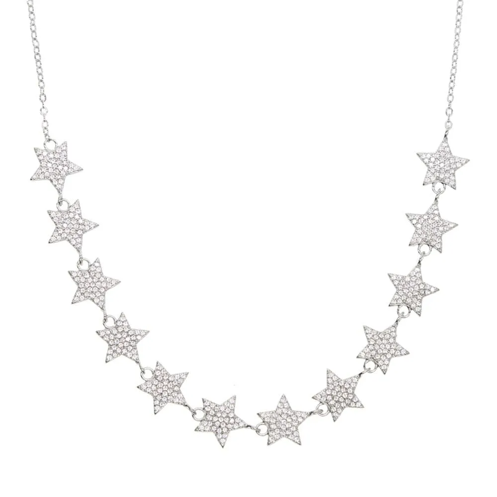 New Arrival Mini Star Link Chain Dainty Cubic Zirconia Choker Star Necklace