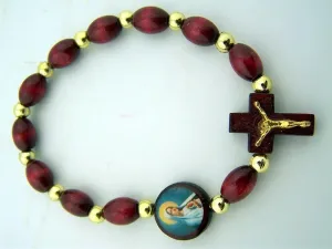 New Confirmation Immaculate Heart of Mary Madonna Wood Prayer Bead Rosary Bracelet to Elevate Your Style with Religious Jewelry TEH1051WIXX