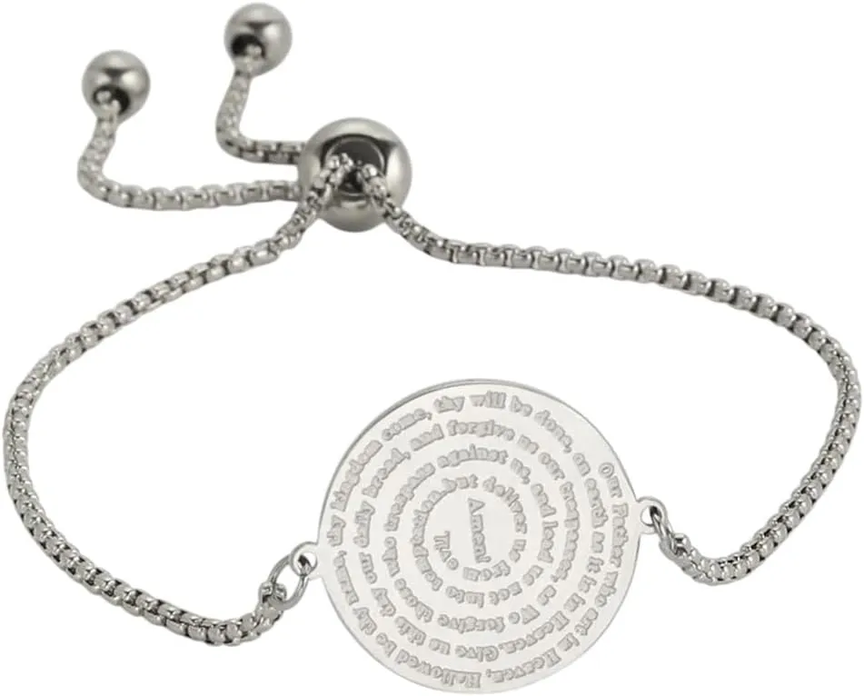 New for Arrival Trendy 2025 Bible Verse Prayer Bracelet for Women Christian Jewelry Coin Medal Charm Amulet Stainless Steel Religious Gift Jewelry Fashion Accessories Creative Gift