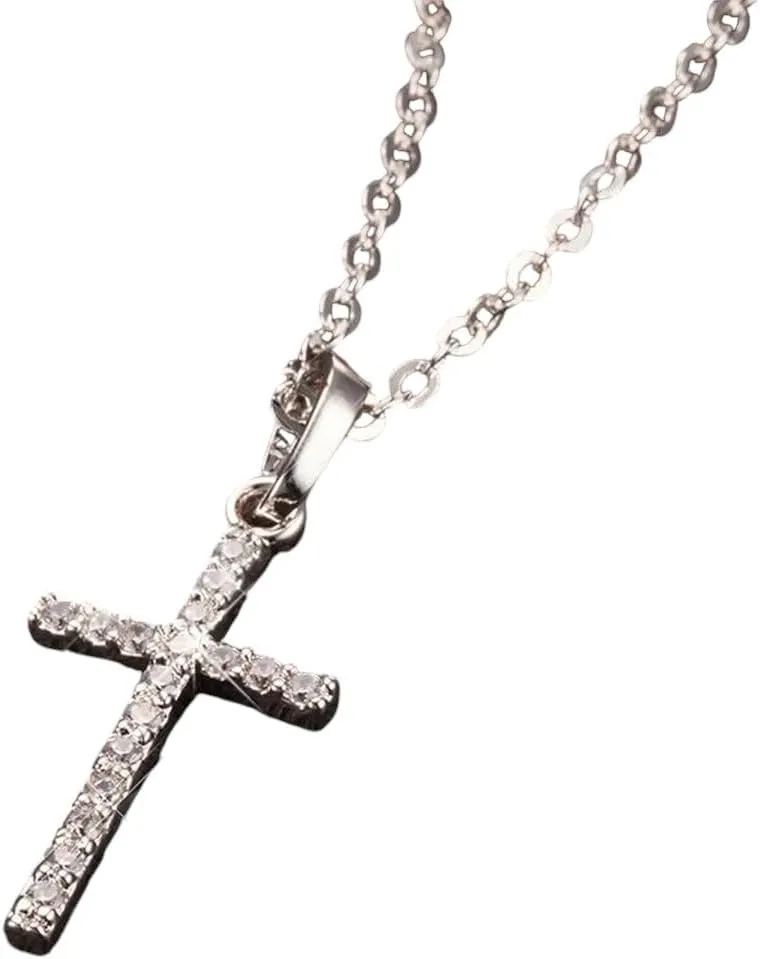 New for Trendy 2025 Cross Pendants Necklace Simple Fashion Unisex Metal Chain Crystal Necklace Cross Jesus Pendant Party Jewelry Choker Necklace Jewelry Fashion Accessories Creative Gift