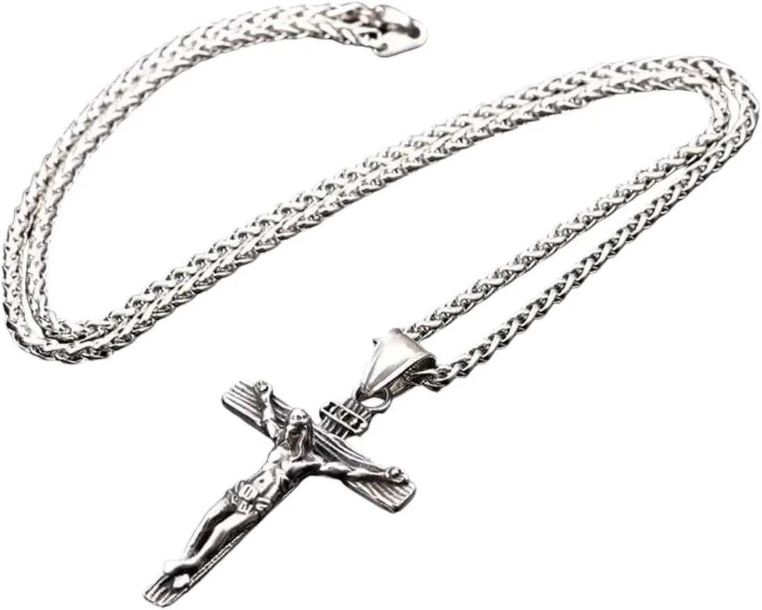 New for Trendy 2025 Women Men Crucifix Jesus Cross Pendant Necklace Punk Statement Jesus Cross Necklace Jewelry Faith Christian Jewelry Gifts Fashion Accessories Creative Gift
