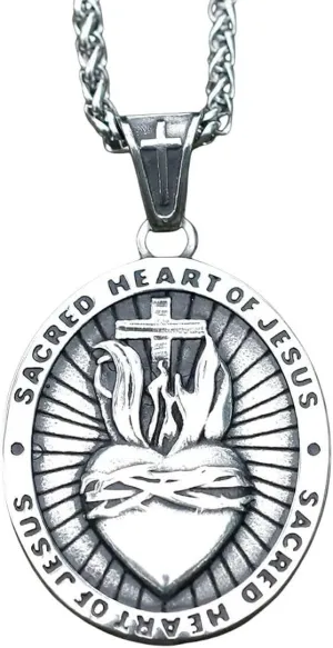 New Men's 316L Stainless-Steel Son Of God Vintage Catholic Christian Jesus Cross Pendant Necklace Jewelry