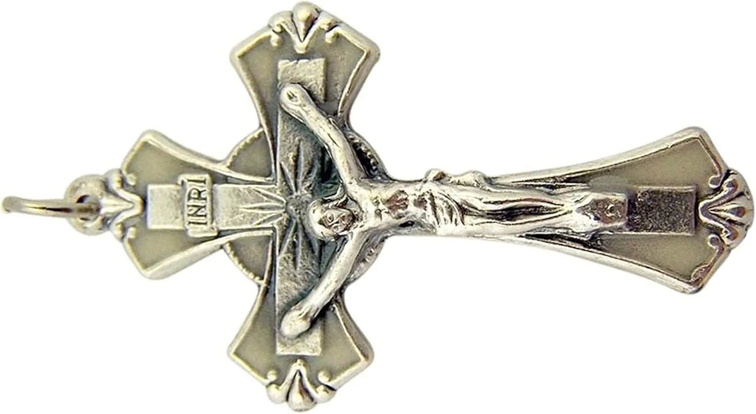 New Silver Toned Base Luminous Glow in The Dark Modern Cross Crucifix Pendant to Elevate Your Style with Religious Jewelry TEH0345WIXX