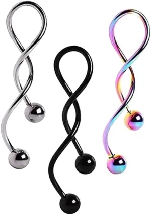 NOLITOY Stainless Steel Spiral Earrings Belly Ring Navel Ring Piercing Jewelry Set for Women