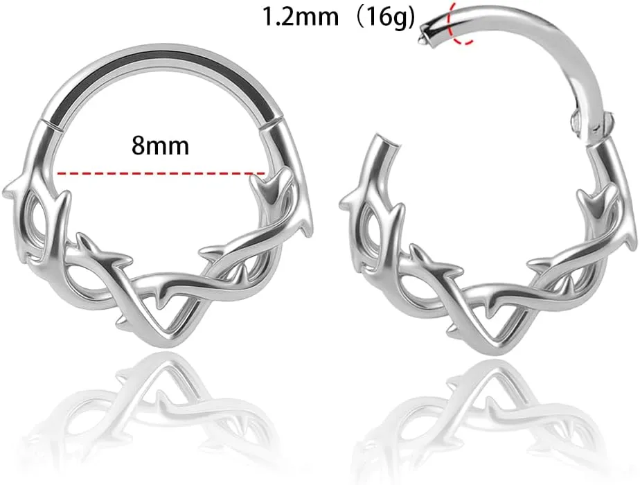 Nose Rings Cool Rattan Hoops Shape Nose Rings Stainless Steel Hypoallergenic Cartilage Earring Piercing Jewelry Lobe Daith Snug Belly Button Ring for Women Men
