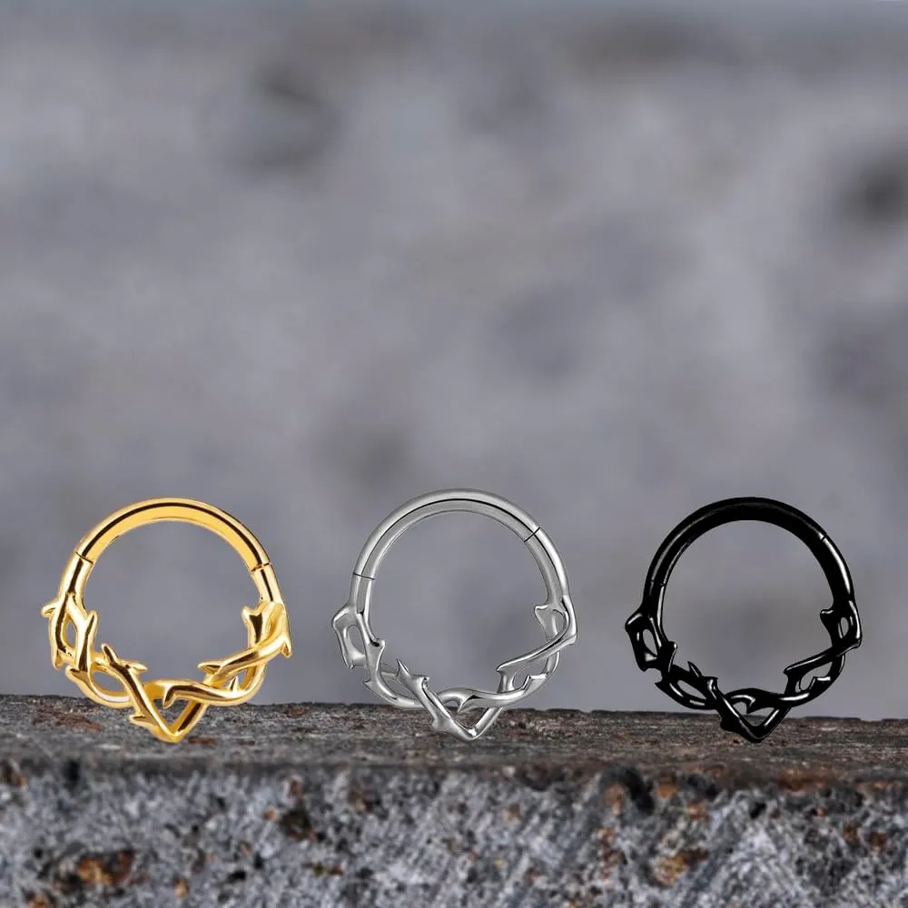 Nose Rings Cool Rattan Hoops Shape Nose Rings Stainless Steel Hypoallergenic Cartilage Earring Piercing Jewelry Lobe Daith Snug Belly Button Ring for Women Men