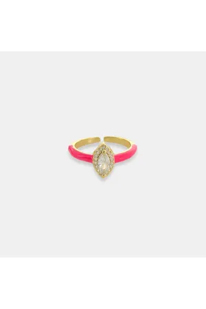 OMG BLING Open Enamel CZ Ring In Hot Pink