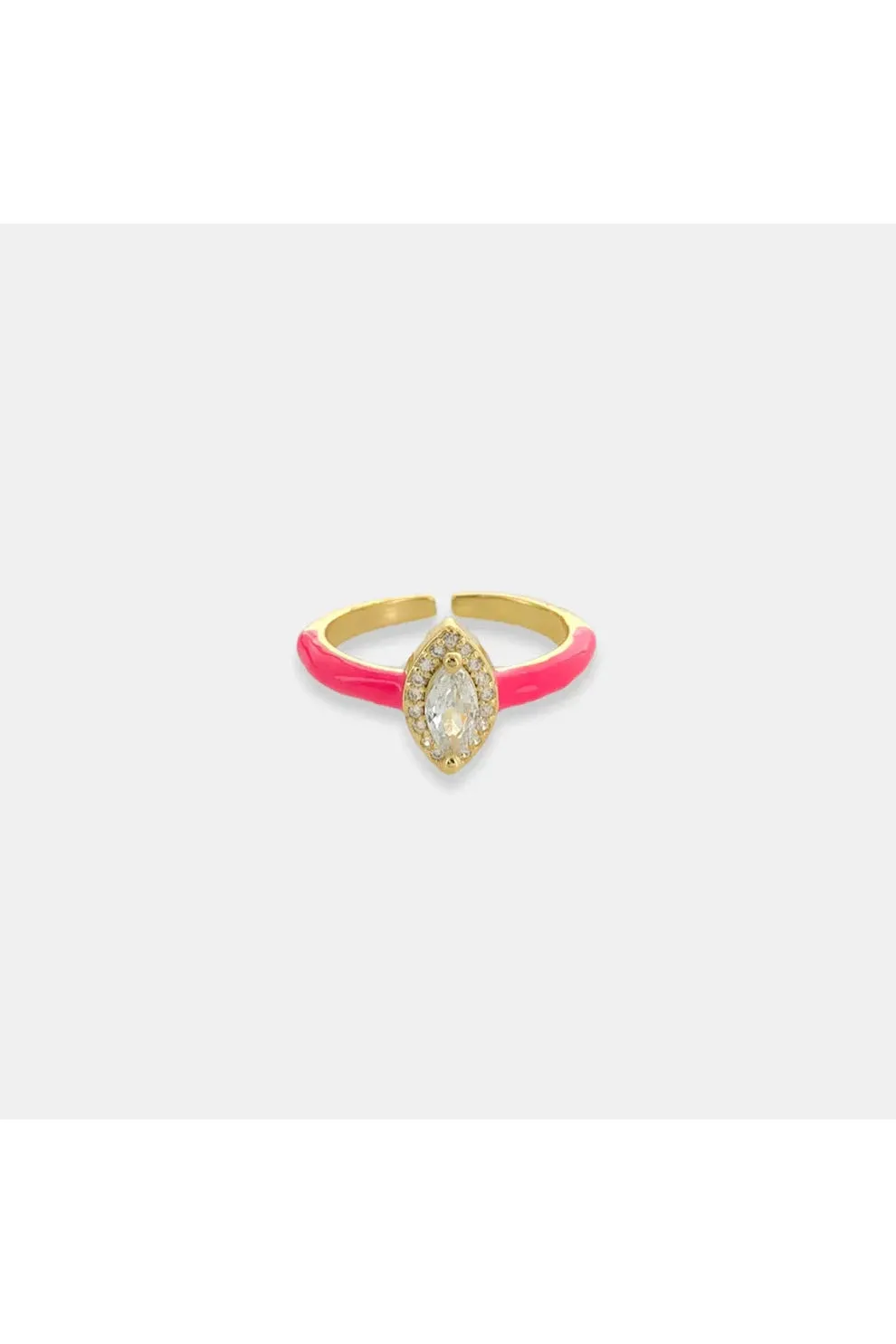 OMG BLING Open Enamel CZ Ring In Hot Pink