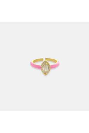 OMG BLING Open Enamel CZ Ring In Pink