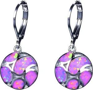 Opal earrings VanThai Le - Vintage White Imitation Fire Opal Long Dangle Earrings For Women Geometric Triangle Purple Wedding Jewelry 2