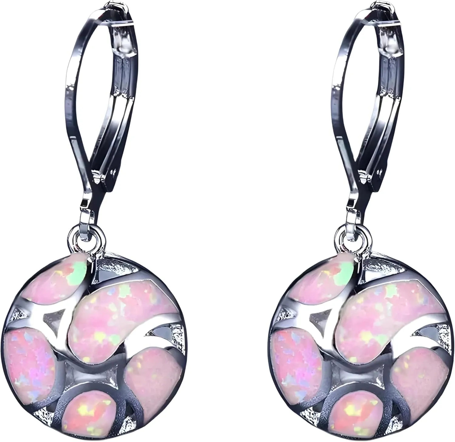 Opal earrings VanThai Le - Vintage White Imitation Fire Opal Long Dangle Earrings For Women Geometric Triangle Purple Wedding Jewelry 2