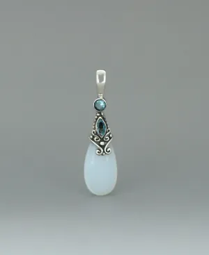 Opalite and Blue Topaz Sterling Silver Pendant, Bali