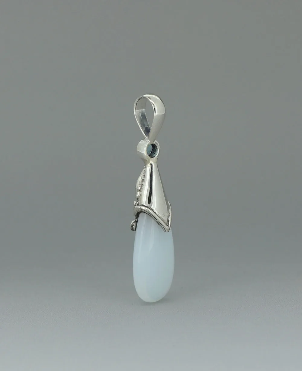 Opalite and Blue Topaz Sterling Silver Pendant, Bali