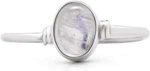 Oval Moonstone Delicate Ring- 925 Sterling Silver - Ethnic Tribal And Boho Chic Jewelry - Fashionable And Stylish For Women -Us Size 5-9