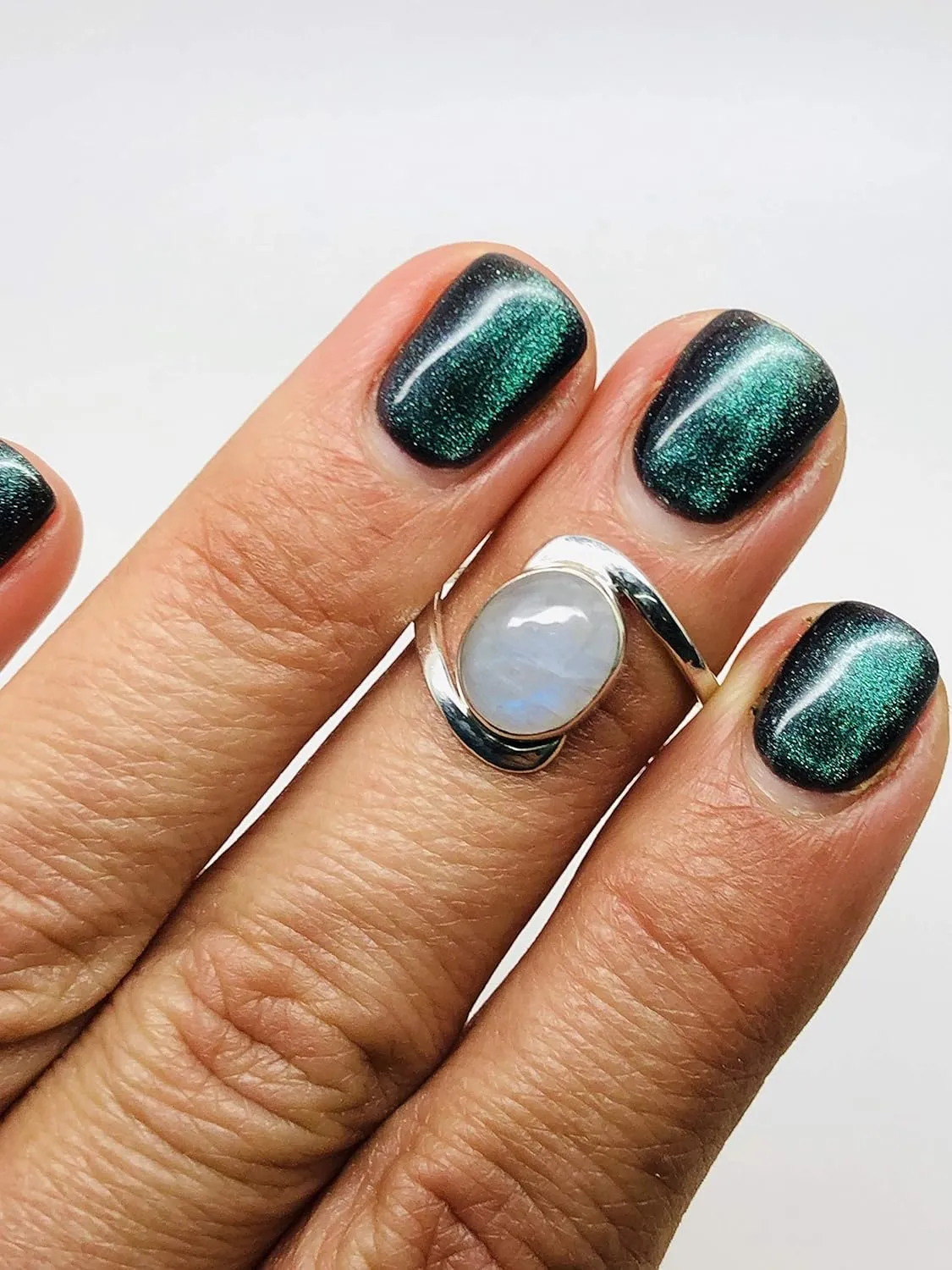 Oval Moonstone Ring- 925 Sterling Silver - Ethnic Boho Chic Hand Made Jewelry - Fashionable And Stylish For Women -Us Size 5-10