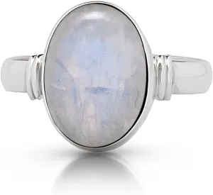 Oval Moonstone Vintage Ring- 925 Sterling Silver - Ethnic Boho Chic Hand Made Jewelry - Fashionable And Stylish For Women -Us Size 5-10
