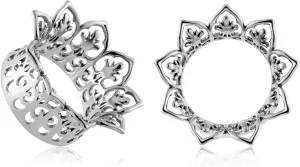 Oyaface 1 Pair Ear Plugs Tunnels Gauges Stretcher 2G-5/8 Vintage Opening Saddle Concave Punk Flower Stainless Steel Body Piercing for Stretched Earlobe
