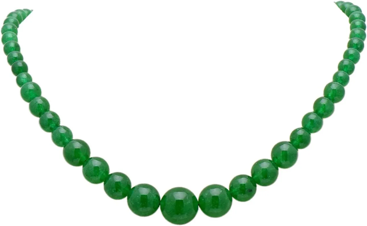 Paialco Women's Graduated Necklace Chalcedony Agate Gemstone Beads Strand 18 Inches