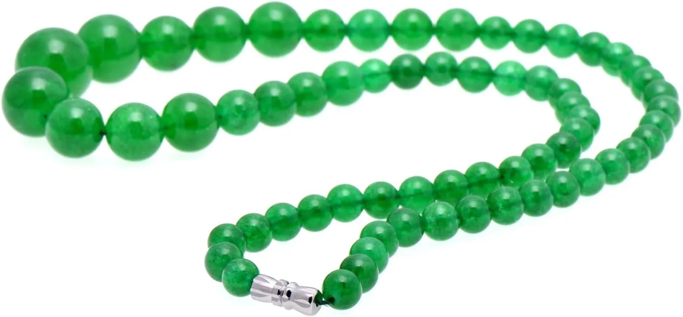 Paialco Women's Graduated Necklace Chalcedony Agate Gemstone Beads Strand 18 Inches