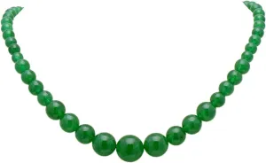 Paialco Women's Graduated Necklace Chalcedony Agate Gemstone Beads Strand 18 Inches