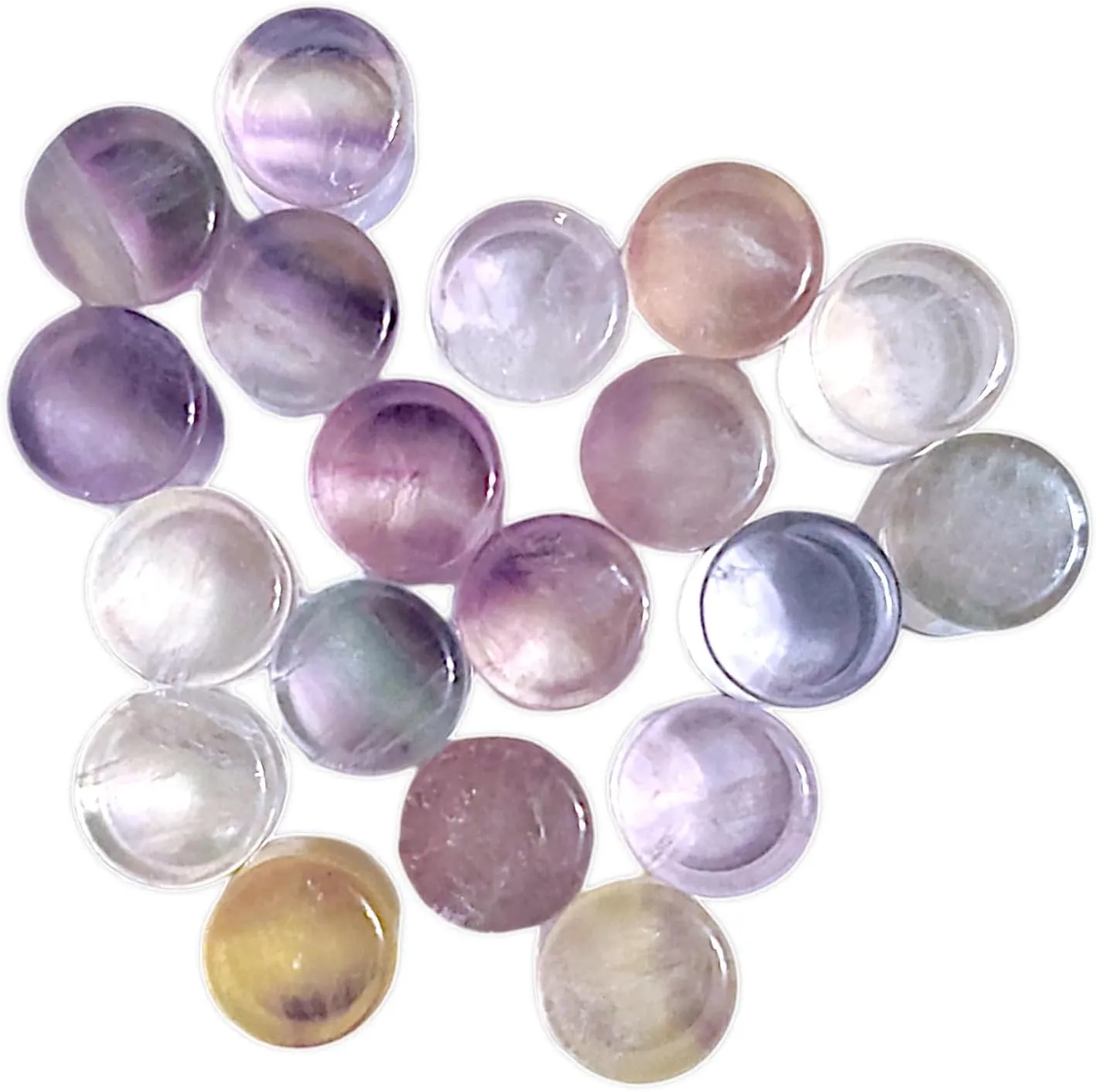 Pair (2PCS) LIGHT COLORED CLEAR FLUORITE STONE PLUGS Double Flare Organic Gauges Ear Tunnels 9269